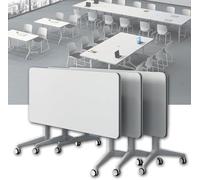 Mobile Folding Computer Desk with Flip Top & Wheels Compact Meeting Table for Office Training & Collaboration Portable Conference Room Furniture