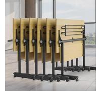 Mobile Folding Conference Table 55.1" with Wheels - Flip Top Design Portable Foldable Table for Training Seminars Meetings Office Use Space-Saving Solution