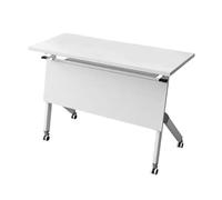 Mobile Folding Conference Table Flip Top Seminar Table with 2.5cm Wooden Surface & Steel Frame Adjustable Height Silent Wheels for Training & Meetings (47x24x30in)