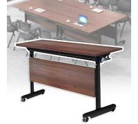 Mobile Folding Conference Table FlipTop Meeting Desk with Lockable Wheels SpaceSaving Metal Frame Perfect for Office Training Seminars & Events
