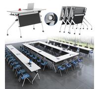 Mobile Folding Conference Table for 810 People Modern Office Meeting Desk Portable Seminar Table SpaceSaving Solution for Office & Event Spaces