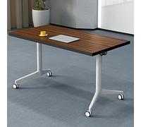 Mobile Folding Conference Table Modern Office Meeting Table with Silent Wheels Sturdy Metal Frame for Classroom & Training 120x50x75CMIdeal for Reception & Events