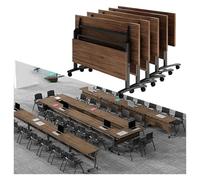 Mobile Folding Conference Table Set of 5 - Flip Top Rolling Seminar Tables with Wheels 160x60x75 cm Perfect for Meetings Training and Events