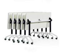 Mobile Folding Conference Table Set with Locking Wheels Rectangular Splicing Design 5Piece Seminar Meeting Room Table (62.9"x15.7"x29.5") Portable & SpaceSaving Solution