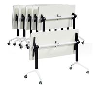 Mobile Folding Conference Table Set with Locking Wheels Rectangular Splicing Design for Seminar & Meeting Rooms 6PCS 47.2"x19.6"x29.5" Portable Office Furniture