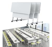 Mobile Folding Conference Table Set3pcs & Locking Wheels Rectangular Design for Dynamic Meetings Training & Seminars55x16x30in Portable Business Tables