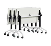 Mobile Folding Conference Table SetRectangular Rolling Flip Top Meeting Tables with Locking Wheels for Training Seminars and Splicing (3PCS 55.1"x19.6"x29.5")