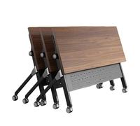 Mobile Folding Conference Table Silent Rolling Desk with Flip-Top Mechanism Modular Rectangular Design for Office and Meeting Room Use