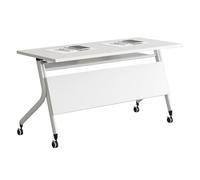 Mobile Folding Conference Table with Drop-Leaf Top, Rolling Meeting Table on Wheels, Rectangular Training Table for Office & Classroom, Space-Saving Design