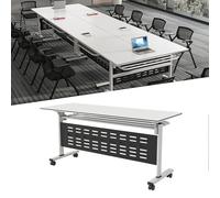 Mobile Folding Conference Table with Flip Top & Casters - Portable Rolling Meeting Table for Office Classroom & Seminar - Easy Setup & Compact Storage Solution