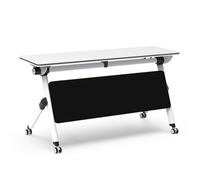 Mobile Folding Conference Table with Flip-Top Design Space-Saving Rectangle Meeting Table on Caster Wheels for Office Training Sessions and Collaborative Work