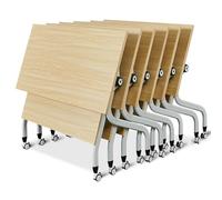 Mobile Folding Conference Table with Silent Wheels6PCS Rectangular Flip Top Meeting Table for Study Office Training and Work (62.9"x15.7"x29.5")