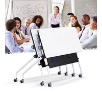 Mobile Folding Conference Table with Wheels63 Inch Flip Top Meeting Table for 210 People Modern Seminar Table for Office Training Room Classroom Use