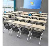 Mobile Folding Conference Table with Wood Top Lockable Wheels Portable Flip-Top Training Table for Office Classroom Events Adjustable Height Space-Saving Design
