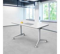 Mobile Folding Conference TableFlip Top Design Rectangle Desk on Wheels for Office Classroom & Meeting RoomsModern Seminar Furniture