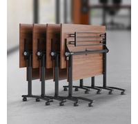 Mobile Folding Conference Tables - 6 Pack Flip Top Training Tables with Silent Wheels - Large Modular Meeting Tables for Office & Events - Space-Saving Design (180x60x75 cm)