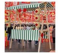 Mobile Food Cart Vendor with Wheels Commercial, Festivals & Party Foldable Food Cart for Snacks/Sweets/Cake Display, Heavy Duty Solid Wood Concession Stand Food Booth for Farmers Market(Green,W/Wheels