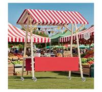 Mobile Food Cart with Wheels - Collapsible Wooden Vendor Stall Kiosk for Farmers Markets Festivals Beaches - Perfect for Food Toys Gifts Flowers - Portable Market Stall