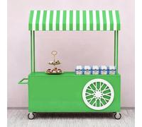 Mobile Food Cart with Wheels, Heavy-Duty Movable Stall Display Stand, Creative Iron Market Stall with Sunshade Canopy and Storage Box