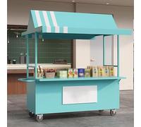 Mobile Food Display Stand, Lockable Wheels, Portable Shopping Cart With Canopy, Outdoor Stall For Markets, Street, And Events(Green,M)