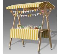 Mobile Food Vendor Cart, Portable Ice Cream Stand, Farmers Market Display Table on Wheels