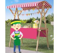 Mobile Food Vendor Cart - Wooden Display Stand for Outdoor Markets & Camping Folding Pushcart for County Fairs Street Food Stall (Pink 47.25 inches)