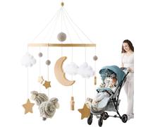 Mobile for Crib, Musical Pendant for Bassinet, Bohemian Interactive Crib Mobile Decorative Stroller Bed Toy for 0-3 Boys and Girls