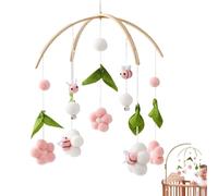 Mobile for Crib - Pink Yellow Floral Design, Cognitive Development Toy, Smooth Edge Sensory Ceiling Mount, Aesthetic Accessory Case Ornament | for Nursery/Bed Decor