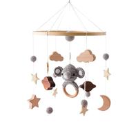 Mobile for Crib, Safe and Natural Wooden Material, 44x23cm, Moon Stars B-aby Mobile, Wooden Crib Móbile, Gentle Wind Chime Movement, for B-aby Boys and Girls Bassinets Or Cribs
