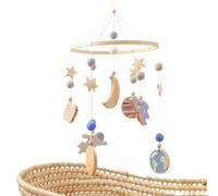 Mobile for Crib,Wooden Nursery Ornaments - 360 Degree Rotating Space Pattern Crib Mobile for Calming Visual Stimulation Play Travel Night Sleep Bedding