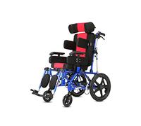Mobile Fully Lying Aluminum Alloy Wheelchair for Children Adult Manual Folding Wheelchair W/Handbrakes & Adjustable Headrest Reclining Transport Chair for Disab