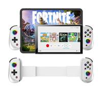 Mobile Gaming Controller for iPad/Tablet, Wireless Gamepad for iPhone/Android/iOS/PC,Bluetooth Controller RGB Light Joystick,13-25cm Hall Effects Joysticks with Linear Trigger, Direct Play (White)