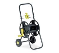 Mobile Garden Hose Reel Trolley Holds 45m Two Wheels Grey Yellow Portable