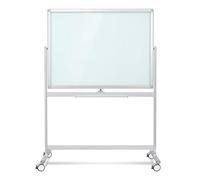 Mobile Glass Whiteboard, Magnetic Double-Sided Easel Style Glass Dry Erase White Board with Wheels - 48 x 36 Large Rolling Board Planner with Stand for Office, Classroom, School, Home.