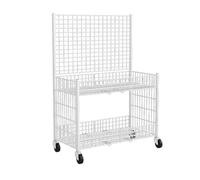 Mobile Grid Display Rack, 3-Tier Mesh Stand with Wheels for Versatile Retail and Craft Show Presentations