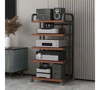 Mobile HiFi Rack with 360° Wheels Open Media Console Stand Audio Shelf for Turntables Rolling Printer Cart Easy to Move Side Table for Living Room & Office.