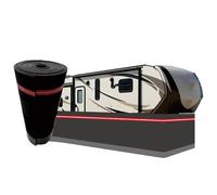 Mobile Home Skirting, RV Wheel Skirt Trailer Fender Skirts Black 5th Camper Underbelly Cover No-Drill Snap Fasteners Combo High Density Fiberboard Mesh 22m/72ft (90cm high)