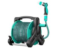 Mobile Hose Reel WallMountable 20m with Spray Nozzle & Hand Crank SpaceSaving Garden Watering Trolley for Household & Agricultural Cleaning Portable Hose System