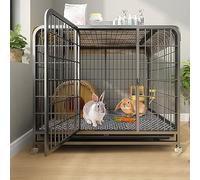 Mobile Indoor Hutch with Deep Pull-Out Trays and Pulley System for Small Pets