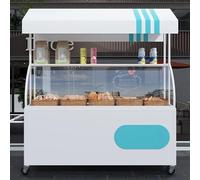 Mobile Iron Vendor Cart with Canopy63 Outdoor Food Stand for Street Vendors Markets & EventsHeavyDuty Commercial Food Truck Equipment (White)
