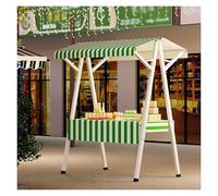 Mobile Kiosk Vendor Cart/ Night Market Stall with Wheels, Outdoor Vending Sale Display for Business Farmers Market, Street Food Stand Concession, All Weather Canopy(Green,60x130cm(23 3/5")x(51 1/5"))