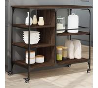 Mobile Kitchen Cart Brown Oak 100x45x89.5cm Engineered Wood Storage Shelf with Wheels Versatile Utility Table for Kitchen Dining Room Bathroom Living Room Office