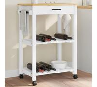 Mobile Kitchen Cart Monza 60x40x90 cm Solid Pine Wood Rolling Storage Shelf Versatile Utility Table for Kitchen Dining Room Bathroom Living Room Office Modern Style