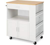 Mobile Kitchen Cart with Wheels Rolling Island with Towel Rack 3Tier Spice Shelves Drawer Open Shelf 2Door Storage Lockable Wheels 82x50x92 cm