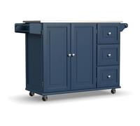 Mobile Kitchen Island Cart with Stainless Steel Toprage Trolley & ty Cabinet Versatile Blue Cart for Home Organization & Dining Essentials