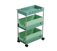 Mobile Kitchen Trolley Rack - Floor-to-Ceiling Multi-Layer Shelf Cart for Home & Bathroom - Drawer-Type Storage Unit (Color: Green)