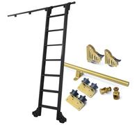 Mobile Ladder Track Rail for Loft Office, Rolling Ladder Hardware Library Sliding Ladder Hardware Kit with Round Track/Rail, Slide Roller System, 3.3-24ft (no Ladder)(6.6ft/200cm Track Kit)
