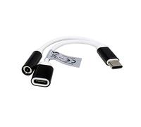Mobile-Laden Stereo Audio Adapter compatible with Fairphone 5, USB-C to 3.5mm jack + charging socket