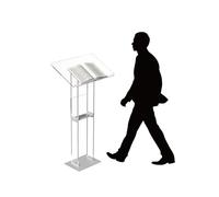 Mobile Lectern on Wheels, Acrylic Podium with Brake Casters for Stability, Portable Design Ideal for Conferences, Schools, Hotels and Presentations