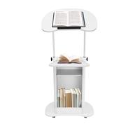 Mobile Lectern Podium Stand Adjustable Height Lecterns & Podiums White Portable Mobile Standing Laptop Cart, Sit Stand Desk with Wheels, Tilting Top Computer Workstation for Classroom Home Office